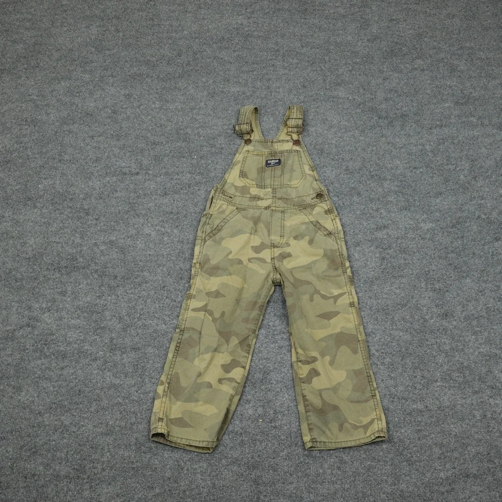 OshKosh B'gosh Overalls Boys 4T Green Camo Classic Canvas Adjustable Straps